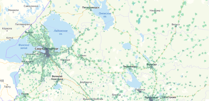 Зона покрытия МТС на карте Жуковский 